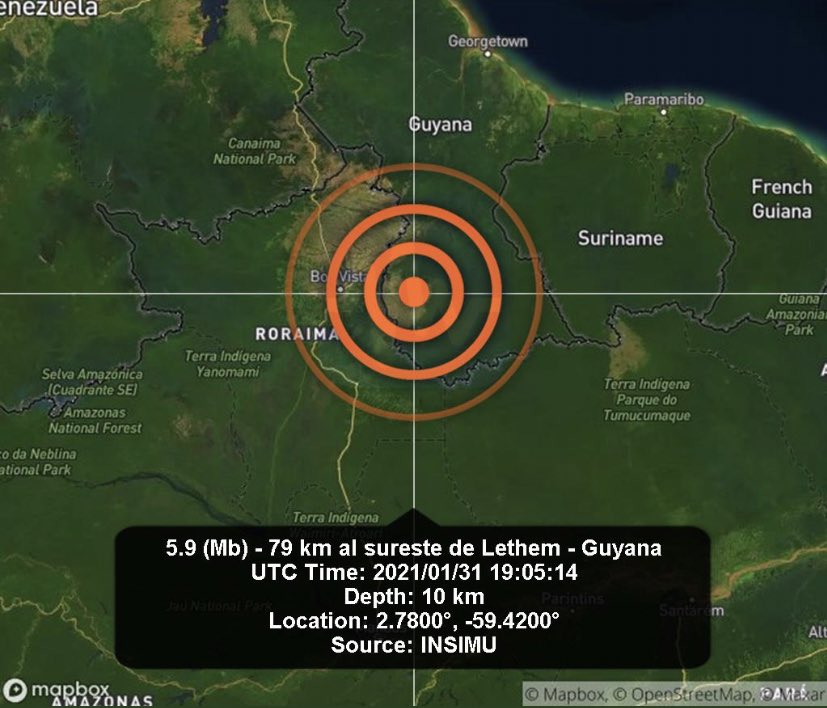 Terremoto que atingiu a Guiana teve reflexo em alguns bairros de Manaus