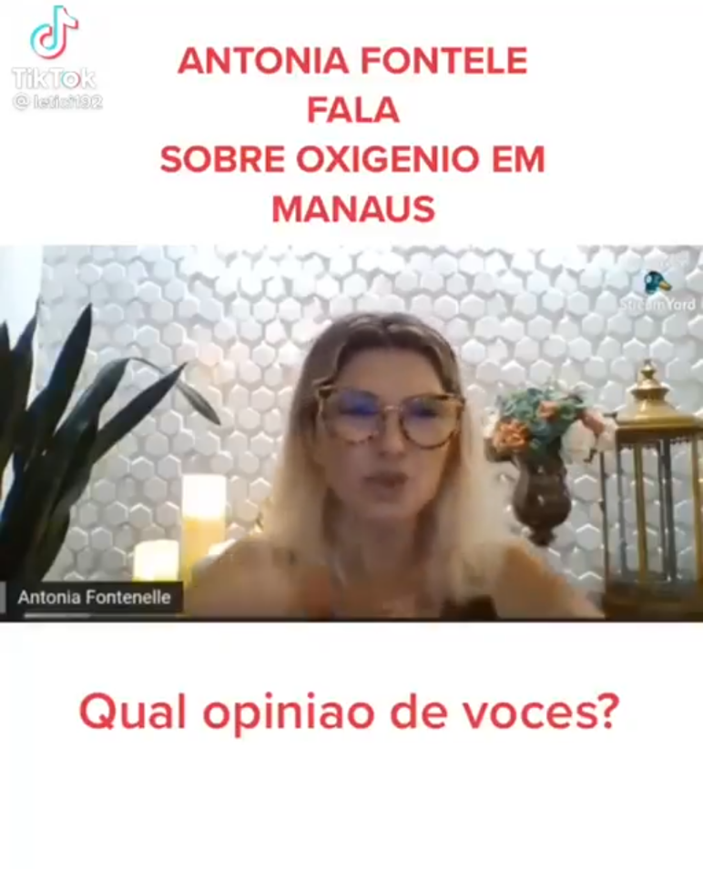 A Youtuber e ex-atriz Antônia Fontinelle faz fala desdenhando a crise de saúde em Manaus causada pela falta de oxigênio.