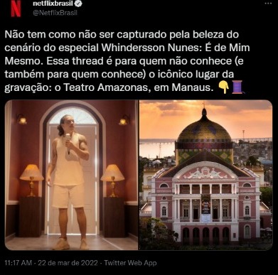 Teatro Amazonas ganha destaque nas redes sociais da Netflix