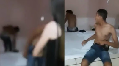 Homens levam ‘peia’ de mulheres dentro de motel
