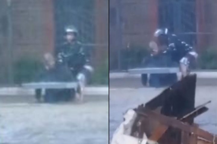 Motociclista tenta salvar advogado que foi eletrocutado durante chuvas no RJ; veja vídeo