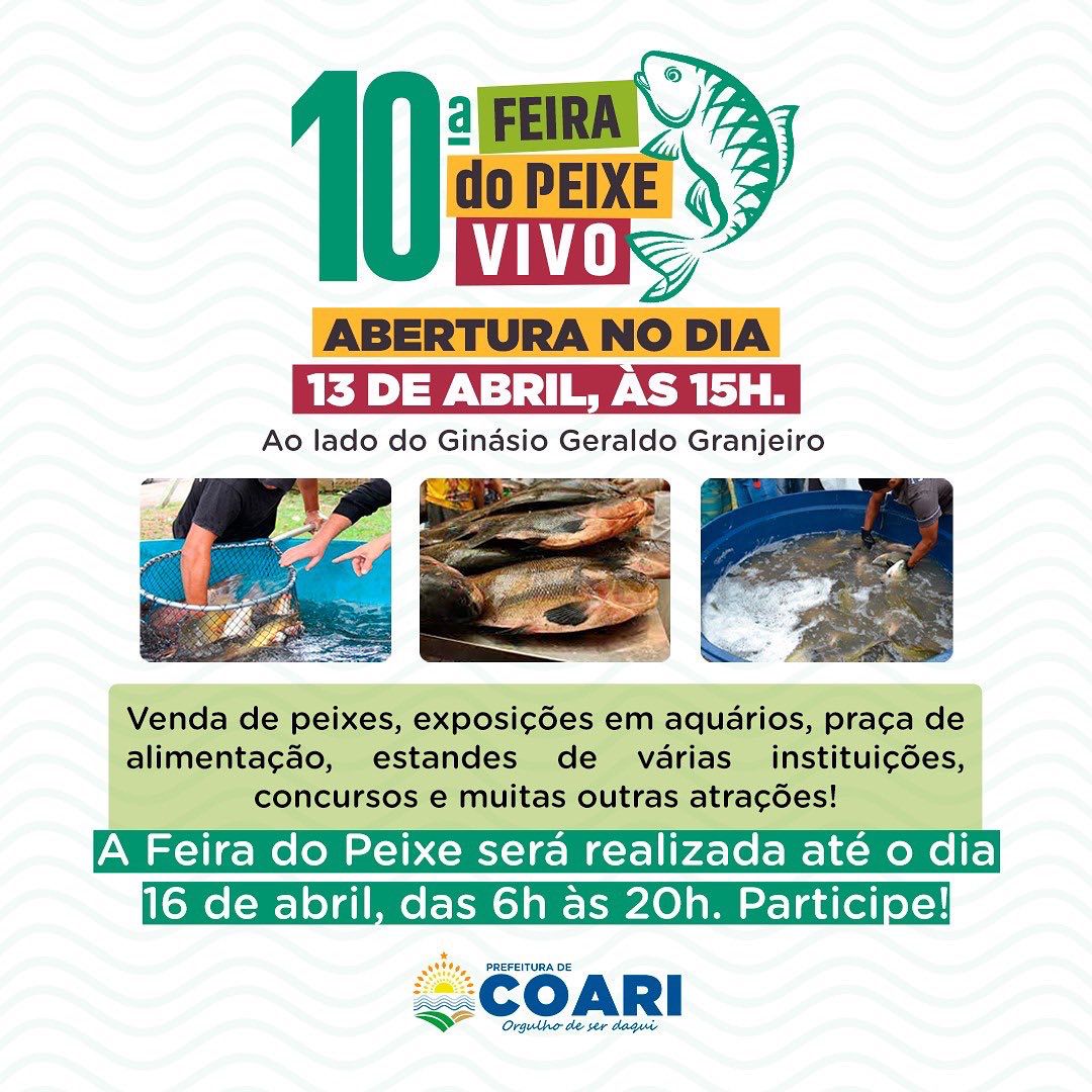 Prefeitura de Coari abre inscrições para concursos da 10ª Feira do Peixe Vivo
