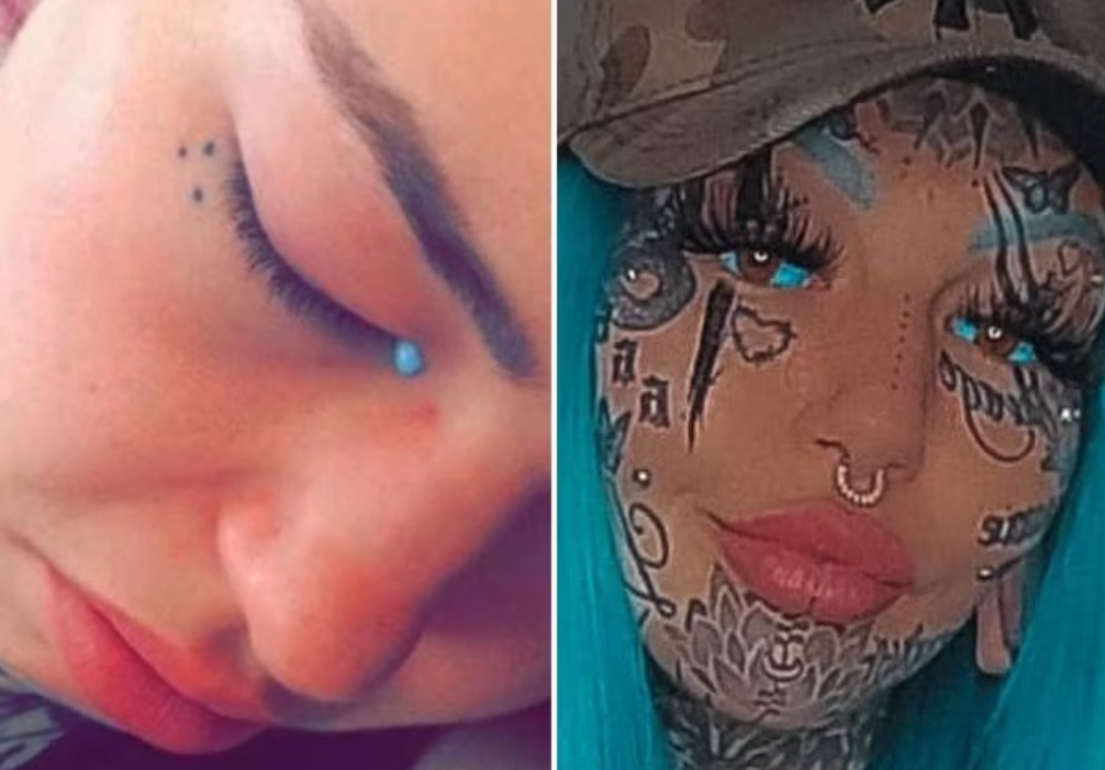 Modelo Amber Luke fala de cegueira e lágrimas azuis ao tatuar os olhos