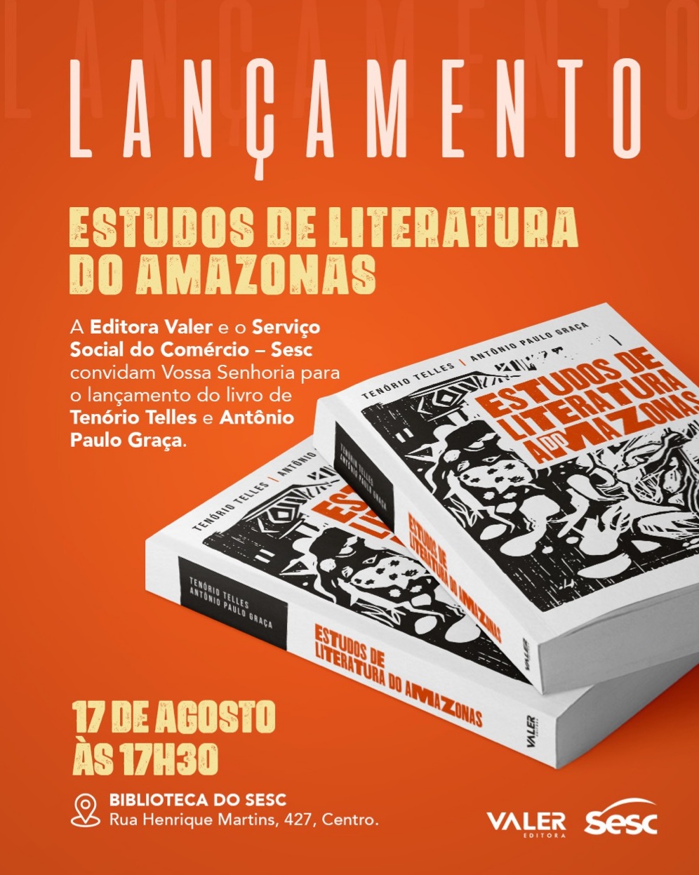 Tenório Telles lança obra de pesquisa com Antônio Paulo Graça sobre literatura do Amazonas.