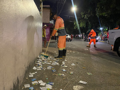 Força-tarefa da prefeitura reforça a limpeza de Manaus após as eleições