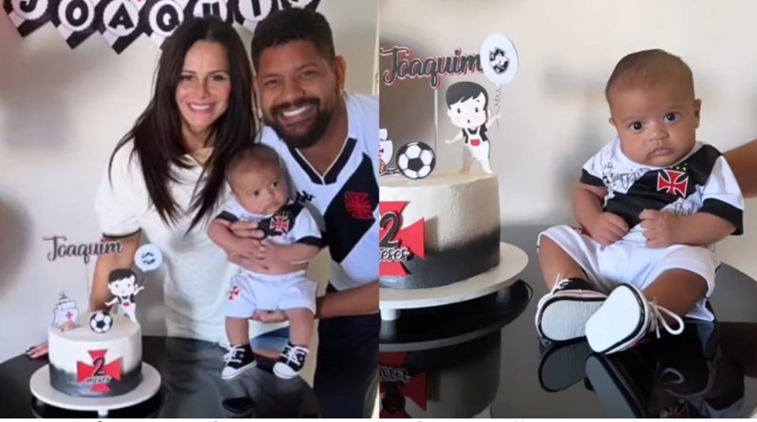 Com festa temática, Viviane Araújo e Guilherme Militão celebram o segundo mês do filho, Joaquim