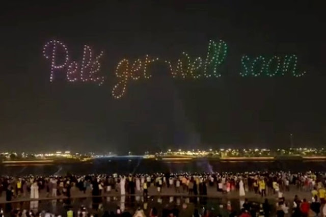 Vídeo: drones no céu do Catar reverenciam Pelé, que luta pela vida