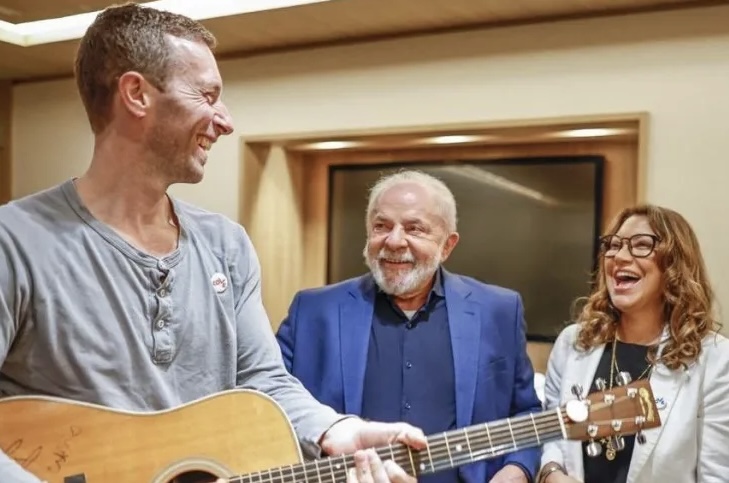 Lula encontra Chris Martin e convida Coldplay para show na COP