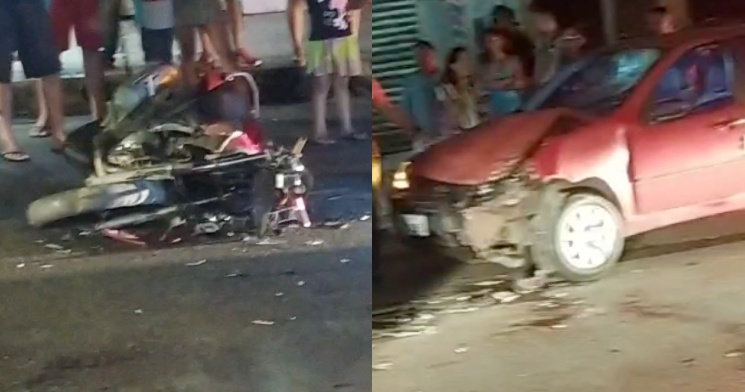 Grave acidente de trânsito entre moto e carro deixa feridos na Compensa, em Manaus; veja vídeo