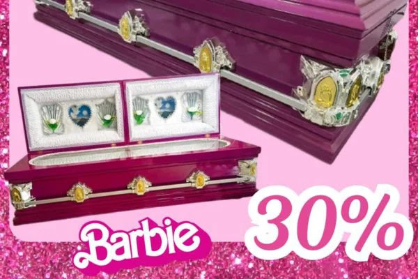 BARBIECORE-Funerária lança caixões rosa com tema da Barbie