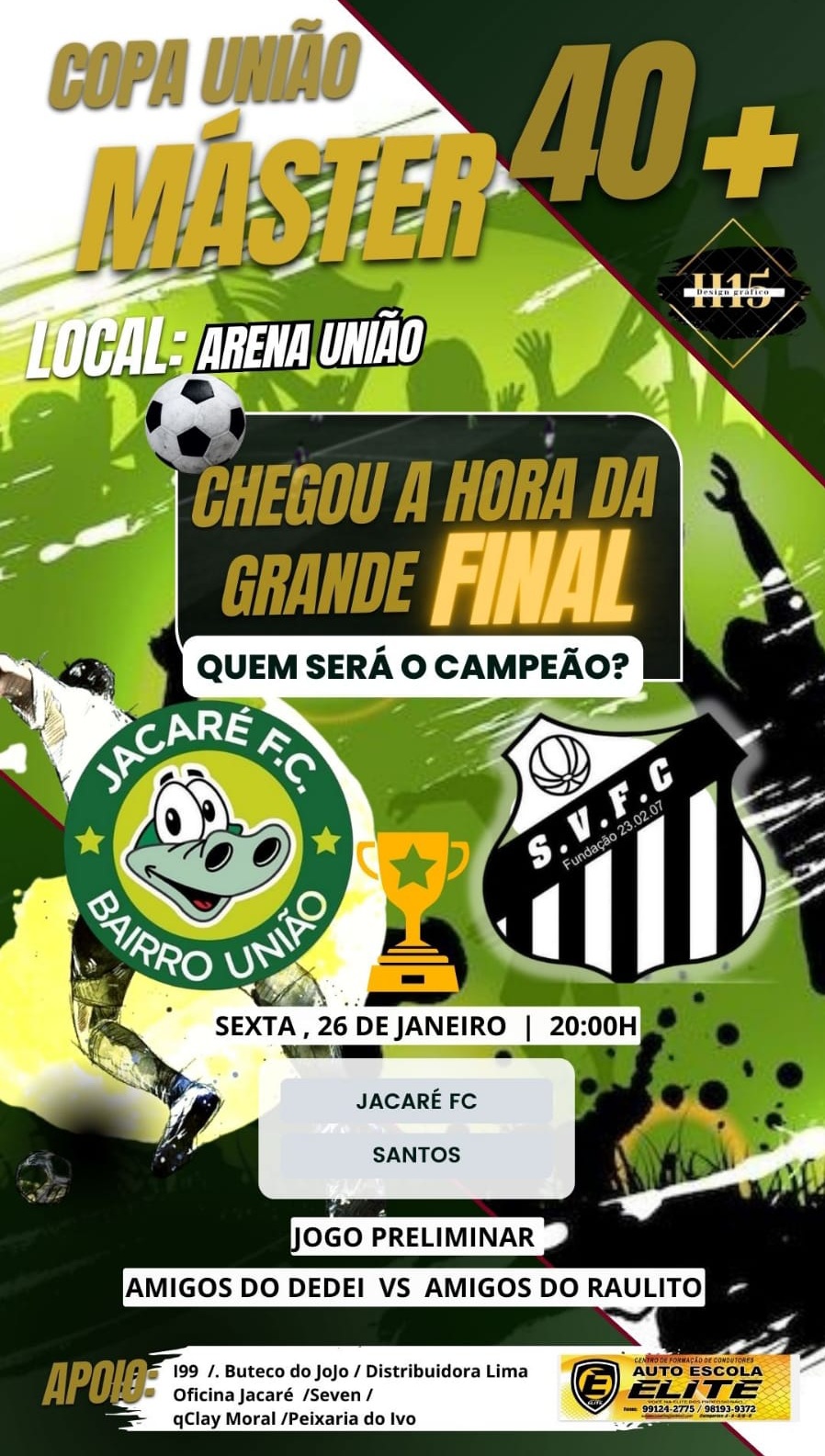 Santos da Vila Master e Jacaré FC fazem a final da Copa União Master nesta sexta-feira (26/01)