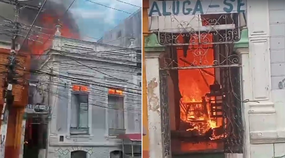 Incêndio atinge prédio no Centro de Manaus